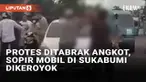 Nasib apes dialami seorang pengemudi mobil di Jl. Raya Cibolang, Cisaat, Sukabumi (29/12/2024). Berawal dari mobilnya yang disenggol oleh angkot dan berupaya protes. Pengemudi mobil Datsun tersebut malah cekcok dan berujung pengeroyokan.