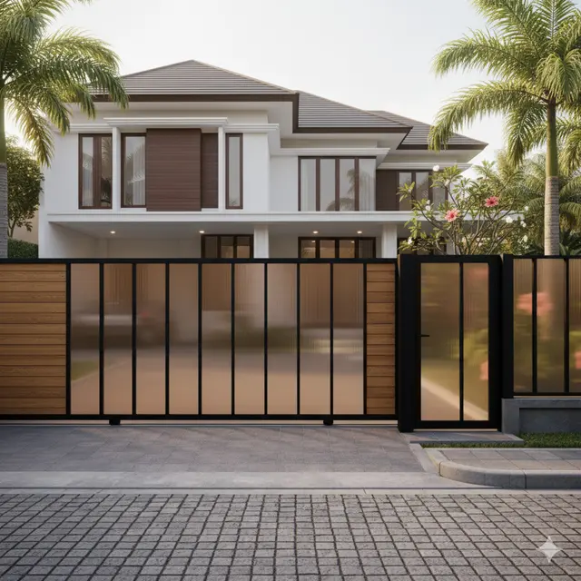 7 Model Pagar Besi Kombinasi Polikarbonat dengan Desain Tertutup Penuh, Cocok untuk Hunian Modern