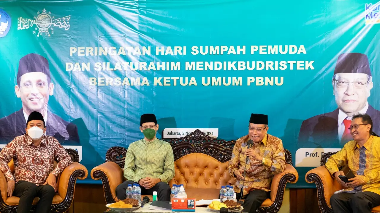 Mendikbudristek Nadiem Anwar Makarim bersilaturahmi dengan PBNU