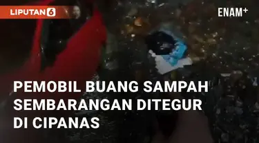 Kejadian di kawasan Lembai Koi, Puncak Cipanas, Cianjur, Jawa Barat. Mobil berwarna merah dengan 6 penumpang membuang kantong plastik sampah