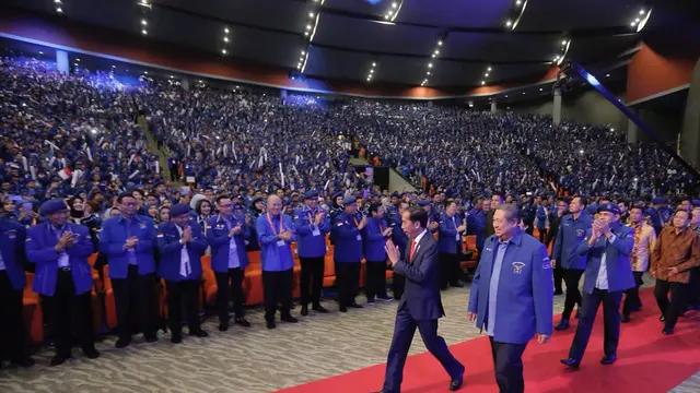 Presiden Jokowi dan SBY di Rapimnas Demokrat, Bogor.