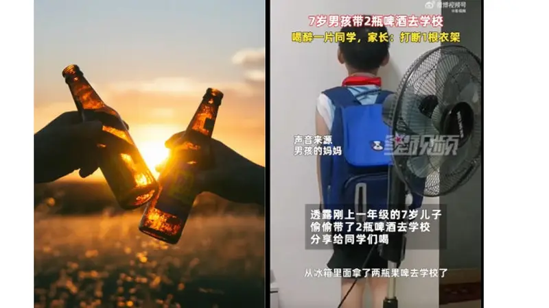 Potongan Gambar dari Seorang Bocah Laki-Laki Berumur 7 Tahun di Xiamen, Provinsi Fujian yang Dihukum Ibunya Gara-gara Ketahuan Bawa Bir ke Sekolah hingga Membuat Teman Sekelasnya Teler (Tangkapan layar Wibo dan Wil Stewart Unsplash)
