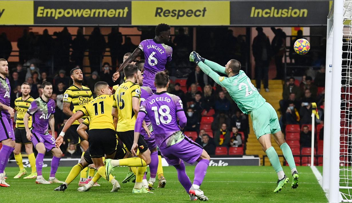 Tottenham Hotspur berhasl mencuri poin penuh kala bertandang markas Watford dalam laga pekan ke-21 Liga Inggris di Stadion Vicarage Road, Sabtu (1/1/2022).