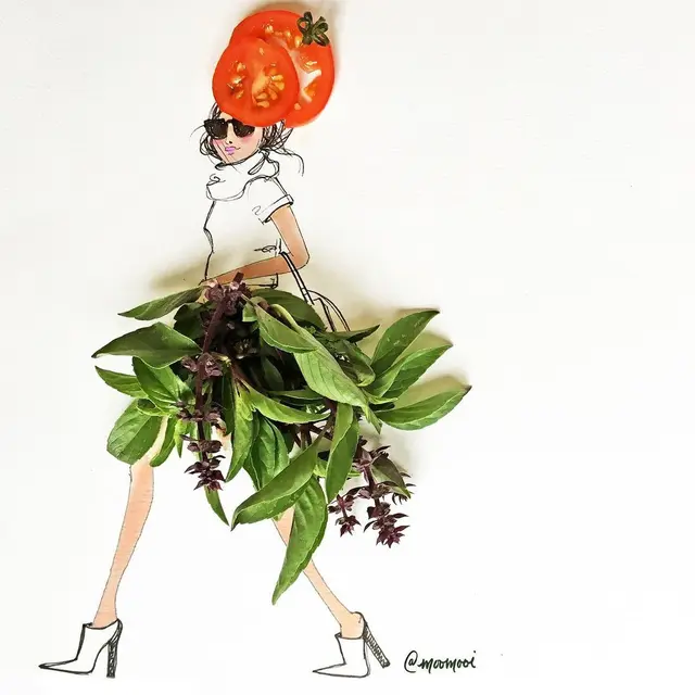 Manfaatkan Dedaunan, 6 Karya Ilustrasi Gambar Perempuan Ini Estetik