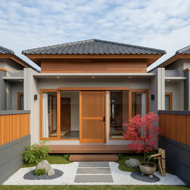Inspirasi Fasad Jepang yang Cocok untuk Perumahan Indonesia Model dengan Taman Depan Berukuran Kecil