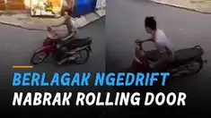 Rekaman CCTV memperlihatkan aksi seorang pria ngedrift pakai motor namun tidak berhasil.