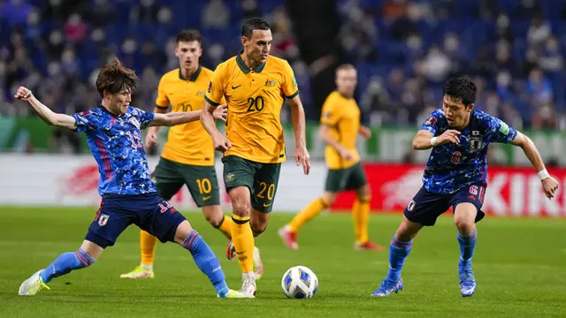 FOTO: Jepang Taklukkan Australia di Kualifikasi Piala Dunia 2022