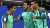 Penyerang Portugal, Cristiano Ronaldo merayakan golnya ke gawang Rusia pada laga kedua Grup A Piala Konfederasi 2017. (Yuri KADOBNOV / AFP)
