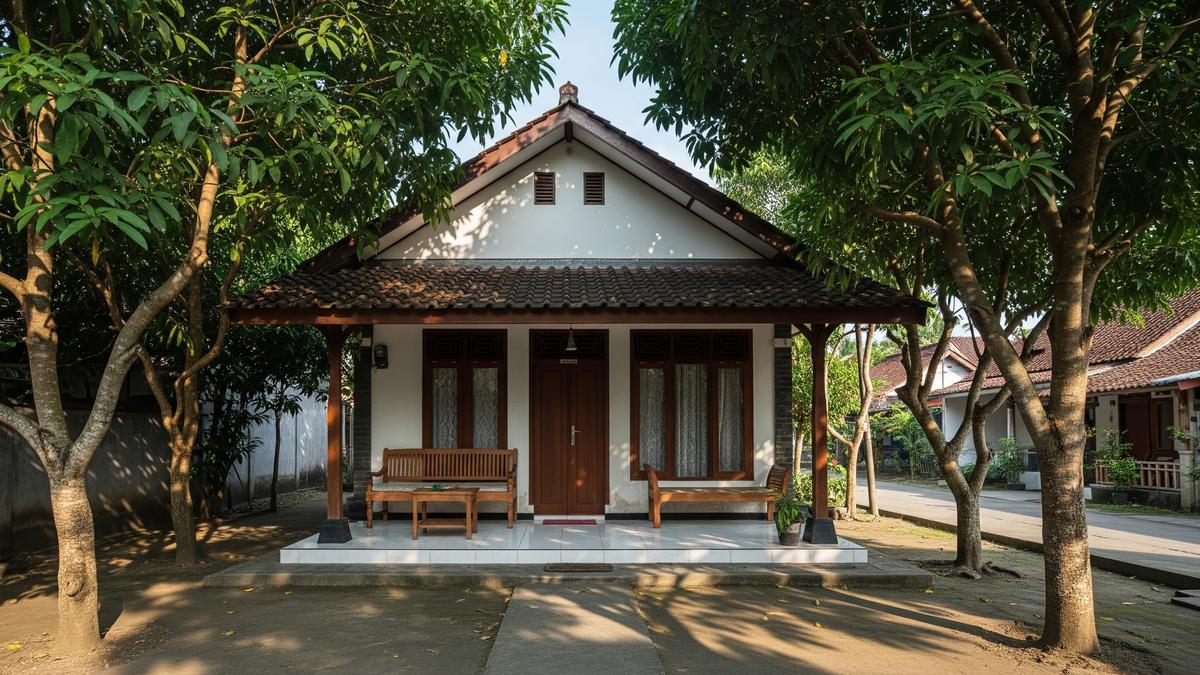 9 Desain Rumah Tipe 36 di Desa dengan Pohon Rindang, Hunian Nyaman dan Asri