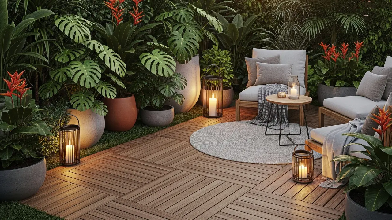 Kebun Rumah Bernuansa Kayu dan Tanaman Hias (Image by Gemini AI)