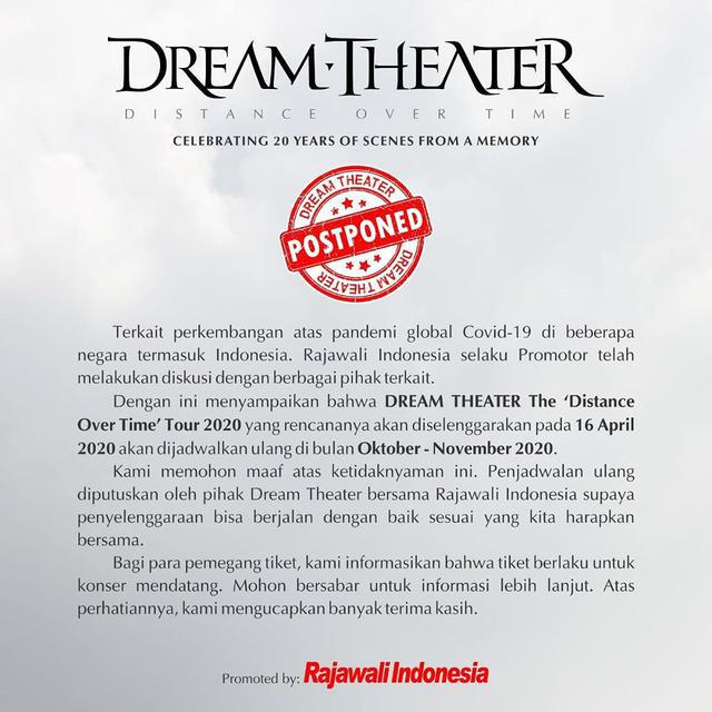 Konser Dream Theater Diundur (Instagram/ rajawaliindonesia)
