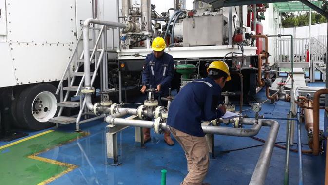 Pembangkit Listrik Tenaga Gas (PLTG) Sambera berkapasitas 2x20 Mega Watt (MW). (Agustina Melani/Liputan6.com)