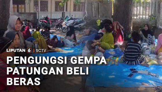 Pengungsi Gempa Patungan Beli Beras