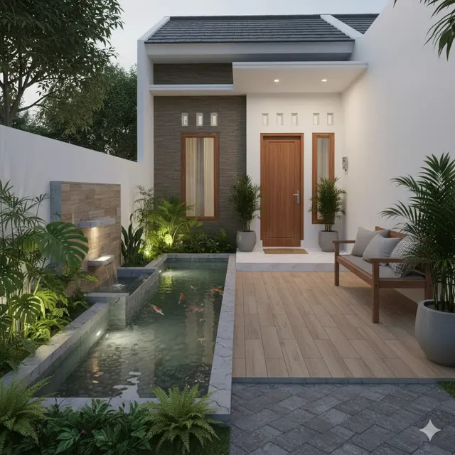 7 Model Rumah Kecil tapi Luas dengan Kolam Ikan Minimalis, Bikin Hunian Terlihat Adem dan Elegan