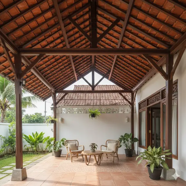 Desain Teras Rumah Sederhana yang Cocok untuk Iklim Panas (Foto: Gemini AI)