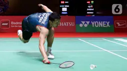 Jonatan Christie berhasil melaju ke partai final Daihatsu Indonesia Masters 2025. (Liputan6.com/Herman Zakharia)