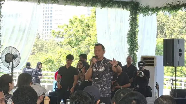 Menteri Koordinator Bidang Infrastruktur dan Pembangunan Kewilayahan, Agus Harimurti Yudhoyono (AHY) saat peluncuran Garuda Finishers di kawasan Gelora Bung Karno, Jakarta, Minggu (26/7/2026) (Liputan6.com/Rifqy Alief Abiyya)