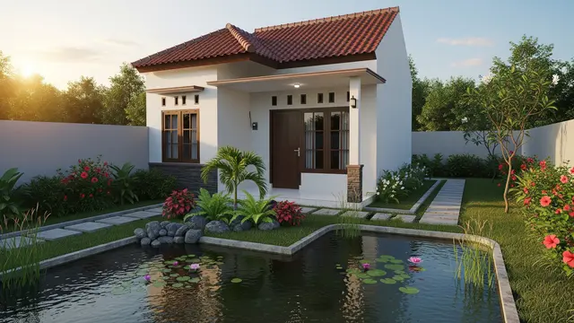 Rumah 6x9 dengan Teras Menghadap Kolam dan Kebun Mini yang Cocok untuk 3-4 Anggota Keluarga