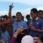 Mantan Komisioner KPU Jawa Tengah bernama Subkhan mengaku sebagai petani bawang di Brebes saat bertemu calon wakil presiden Sandiaga Uno. (Liputan6.com/Fajar Eko)