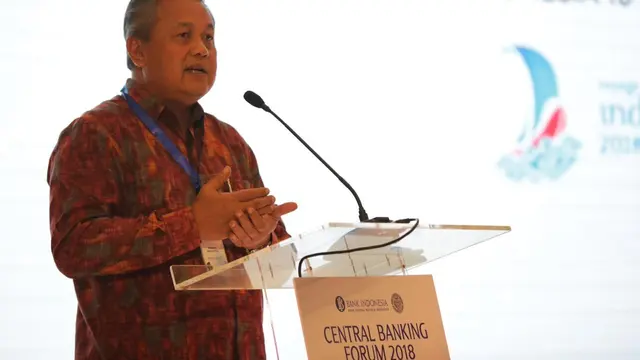 Gubernur BI Perry Warjiyo di acara Central Banking Forum di Pertemuan Tahunan IMF-Bank Dunia 2018 di Bali