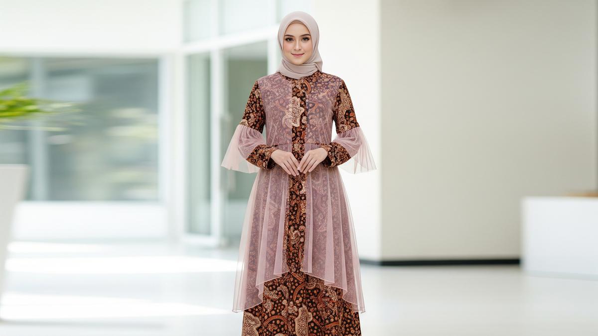 9 Model Gamis Batik Brokat Desain Rapi dan Tidak Ramai, Anggun Tanpa Berlebihan