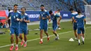 Para pemain Iran mengikuti sesi latihan di Carson Sports Park, California pada Minggu 14 Juni 2026, menjelang pertandingan Grup G Piala Dunia 2026 melawan Selandia Baru. (Patrick T. Fallon/AFP)