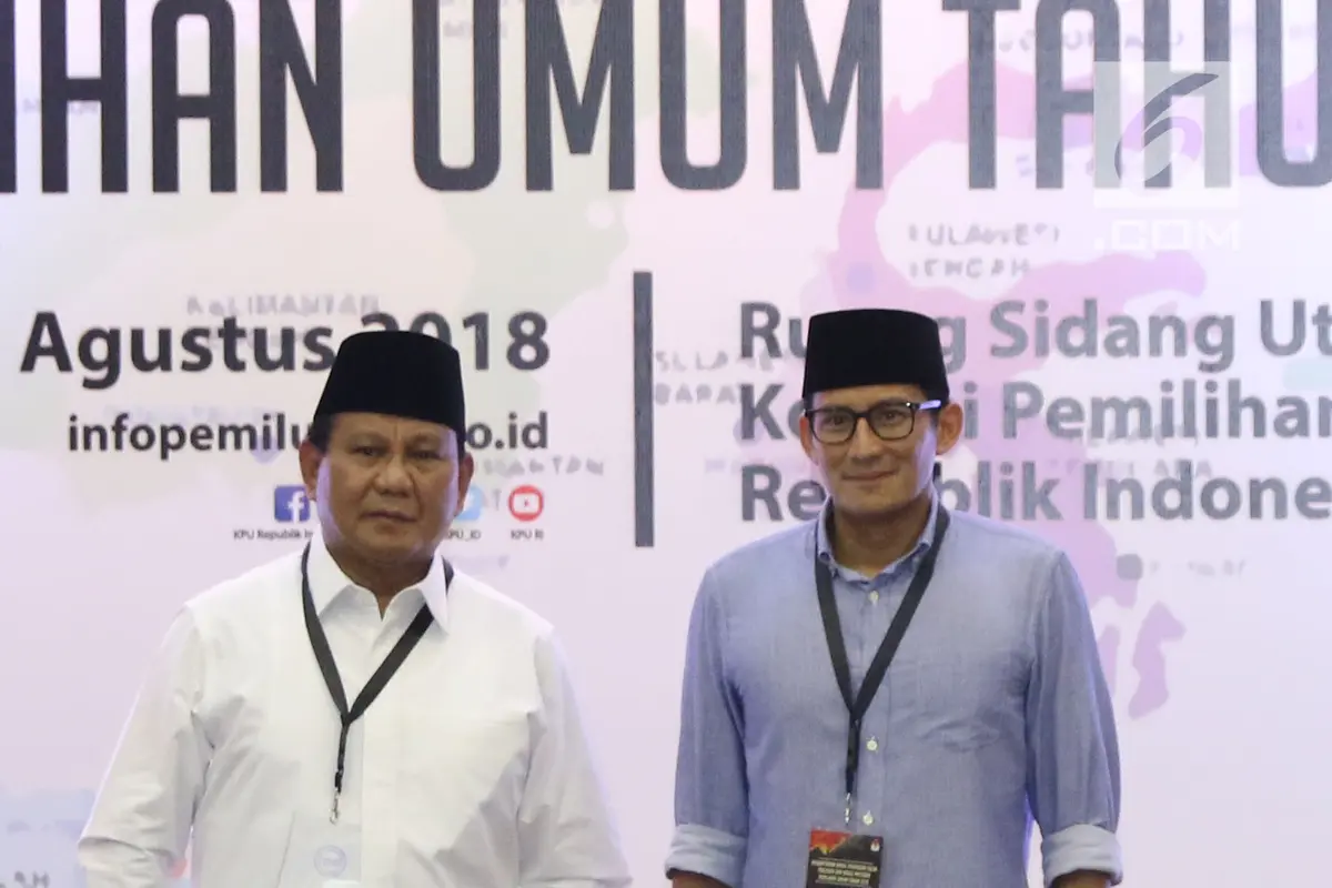 Prabowo dan Sandiaga Serahkan Berkas Pendaftaran Bakal Capres-Cawapres 2019