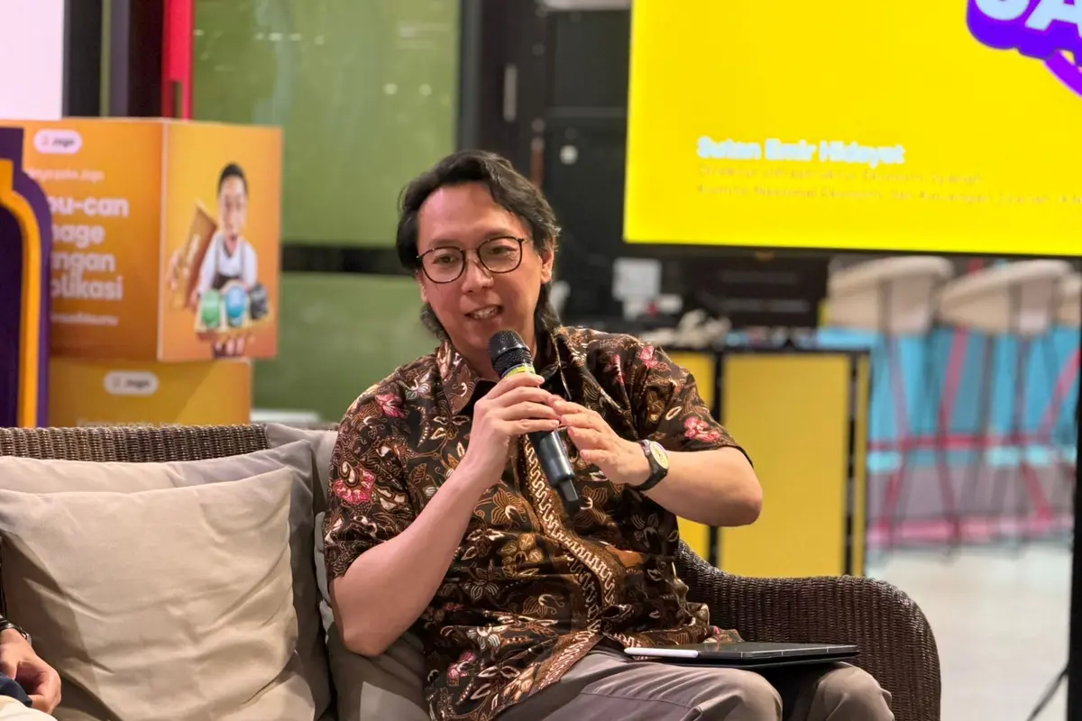 Head of Sharia Business PT Bank Jago Tbk, Waasi Sumintardja dalam Forum Jurnalis Jago, di Kantor Pusat Bank Jago, di Jakarta. (Liputan6.com/Tira)