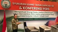 Konferensi pers Syukuran Ulang Tahun GAPKI ke-43 tahun, di Jakarta, Selasa (27/2/2024). (Foto: Liputan6.com/Tira Santia)