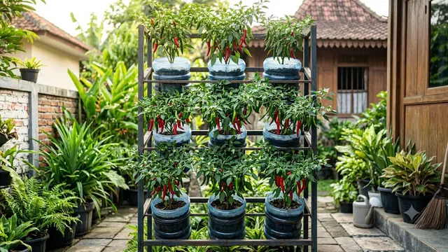 Ide Galon Bekas untuk Menanam Cabai Gantung