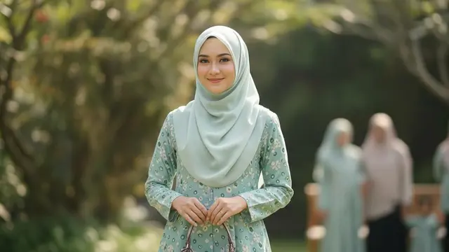 Model Gamis Teal Pastel untuk Acara Keluarga