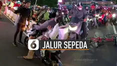 Beredar video pesepeda menghadang pengendara motor di jalur sepeda.