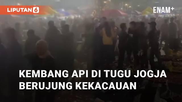 Insiden terjadi saat kembang api meledak mengarah ke penonton di Tugu Jogja. Kronologi bermula dari pasangan bertengkar, pria memaksa menyalakan petasan besar