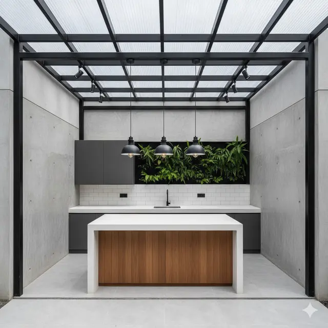 Model Dapur Outdoor Baja Ringan. Gemini