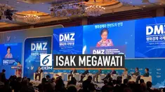 Megawati Soekarnoputri berpidato di depan forum perdamaian di Korea Selatan. Ketika membacakan kalimat Bung Karno, Mega sempat terisak mengenang Sang Proklamator.