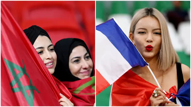 Foto: Adu Cantik Fans Prancis Vs Maroko di Piala Dunia 2022