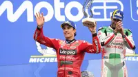 Marc Marquez finis kedua pada Main Race MotoGP Prancis 2025 di Sirkuit Le Mans. (Loic VENANCE / AFP)
