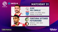 Link Live Streaming Liga Belanda 2021/2022 Matchday 31 di Vidio, Ajax Siap Mengunci Gelar Juara. (Sumber : dok. vidio.com)