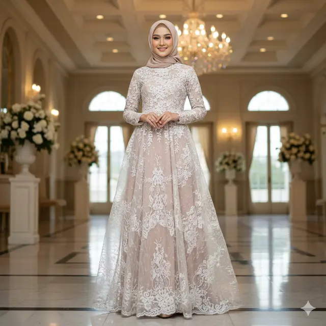 Model Gamis Terbaru Kombinasi Tile