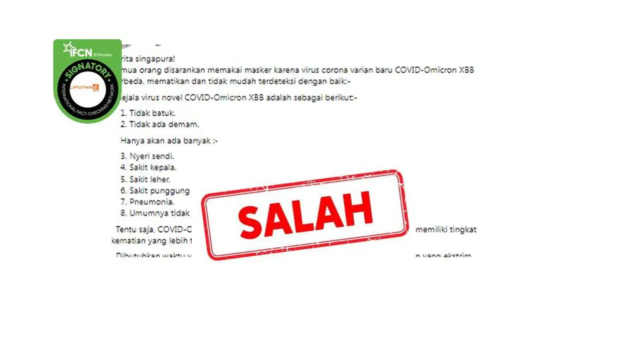 Cek Fakta covid-19 Omicron subvarian XBB