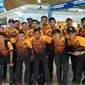 Timnas Malaysia U-23 di KLIA sebelum bertolak menuju Jakarta untuk menjalani Asian Games 2018. (Bola.com/Dok. Ong Kim Swee Twitter)