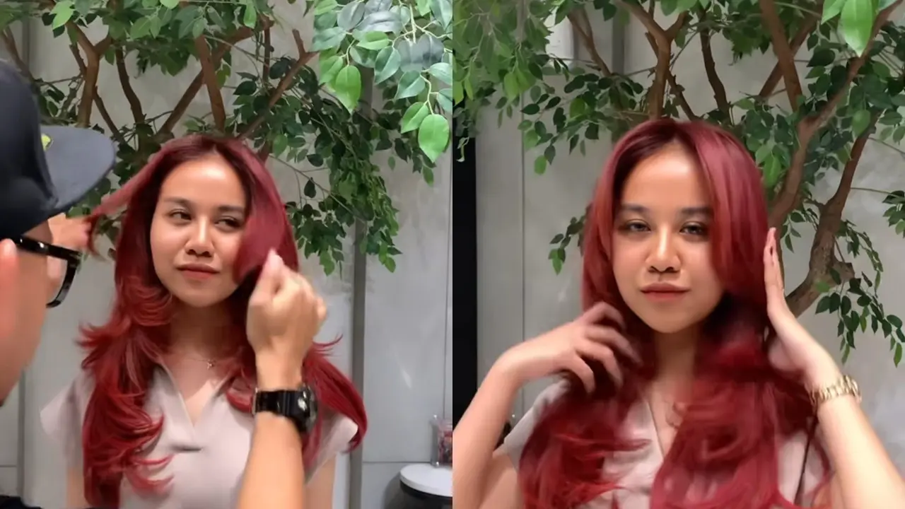 Mayang Lucyana Pamer Rambut Merah
