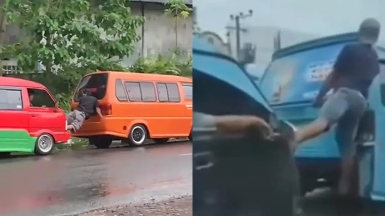 Dorong kendaraan mogok yang nyeleneh (Istimewa)