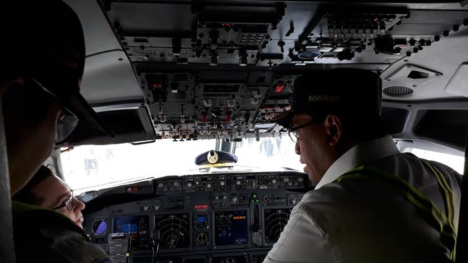 Menteri Perhubungan Budi Karya Sumadi, lakukan ramp check pesawat beberapa maskapai di Terminal 1 dan Terminal 3 Bandara Internasional Soekarno Hatta (Soetta), Kota Tangerang, Sabtu (15/12/2018).