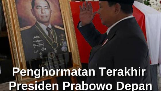 Momen Prabowo Beri Penghormatan Terakhir Jelang Pemakaman Militer Jenderal Ryamizard Ryacudu