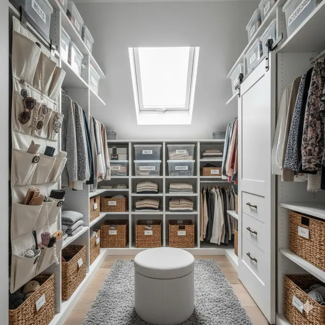 Ruang atas rumah kecil jadi Walk-in Closet Modern (Foto: Gemini AI)