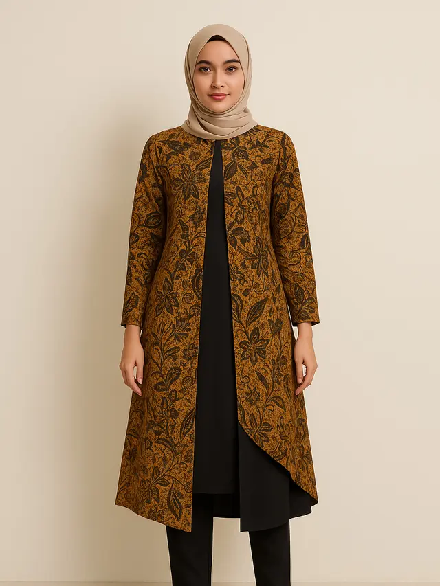Model Tunik Batik Belah Panjang yang Lagi Tren