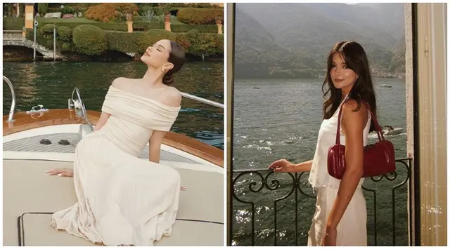 Bak adegan di film romantis, intip 6 beda gaya Alyssa Daguise dan Amanda Rawles dilamar di Lake Como