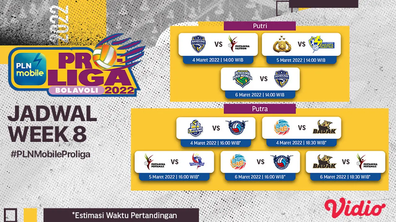 Link Live Streaming Pertandingan PLN Mobile Proliga Pekan ke-8 di Vidio, 4-6 Maret 2022