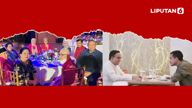 Banner Infografis 2 Momen Politik Dalam 1 Hari, Megawati-SBY dan Anies-Gibran Semeja Makan Bareng